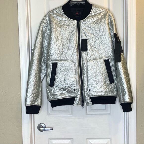 Air Jordan 23 Engineered MA-1 Zipper Sports Stay Warm Jacket Silver Size XL - Picture 1 of 13
